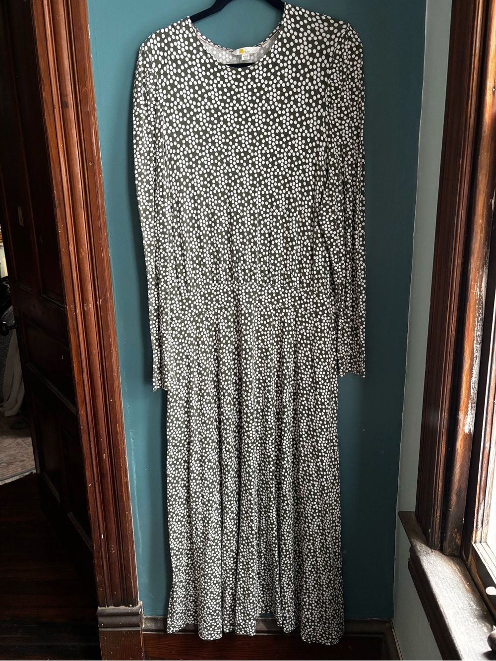 Boden Green and White Polka Dot Maxi Dress